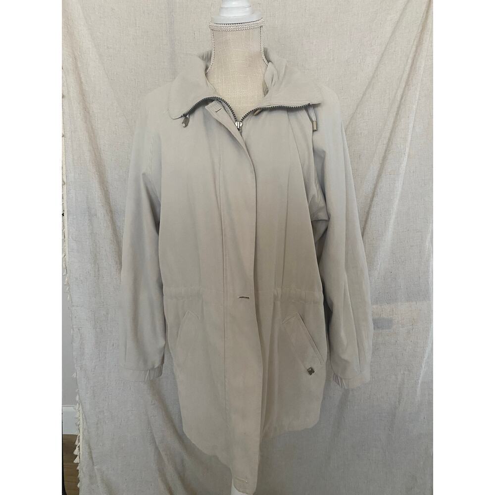 London Fog Hooded Trench Coat in Light Taupe